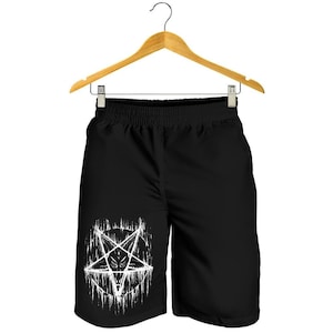Satanic Pentagram Drip Men's Shorts-IMPORTANT-Look At Material And Look At Chart You Might Have To Get A Size Bigger Than Normal-