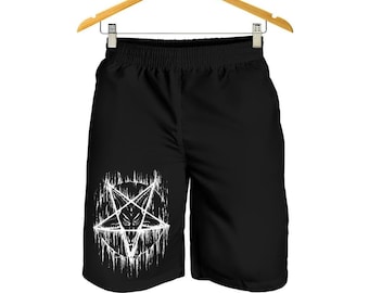 Satanic Pentagram Drip herenshorts-BELANGRIJK-Kijk naar het materiaal en kijk naar de grafiek die u mogelijk een maat groter dan normaal moet nemen-