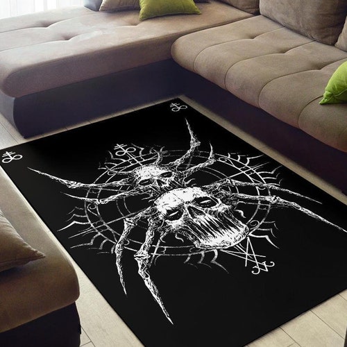 Skull Werewolf Demon Graveyard Area Rug Black and White Red | Etsy