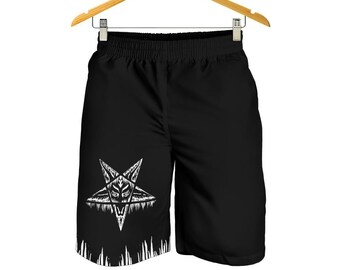 Satanic Pentagram Drip Shorts-Satanic Clothing-Satanic Shorts-IMPORTANT-Look At Material And Chart may need A Size Bigger Than Normal-