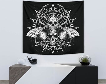 Calavera Goth Fly Parte 2 Decoración de pared grande Tapicry-Skull Gothic Wall Decorations-Skull Goth Home Decor-