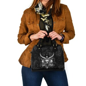 Calavera Cruz Satánica Coronada Cabra Pentagrama Satánico Noche Iglesia Bolso Bolso-Monedero Satánico-Gótico Monedero Satánico-