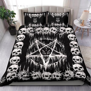 New Skull Satanic Pentagram Drip 3 Piece Duvet Set-skull - Etsy