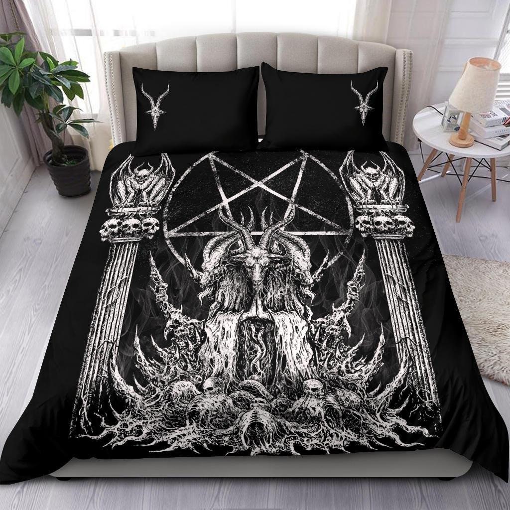 Discover Skull Satanic Goat Winged Demon Version 3 Piece Duvet Set-Satanic Goat Bed Cover-Satanic Goat Decor-Satanic Goat-