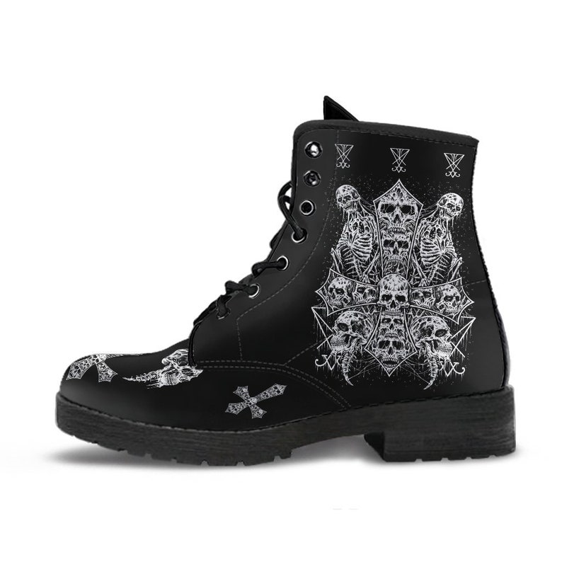 Skull Satanic Cross Leather Boots Lucifer Version-Satanic | Etsy