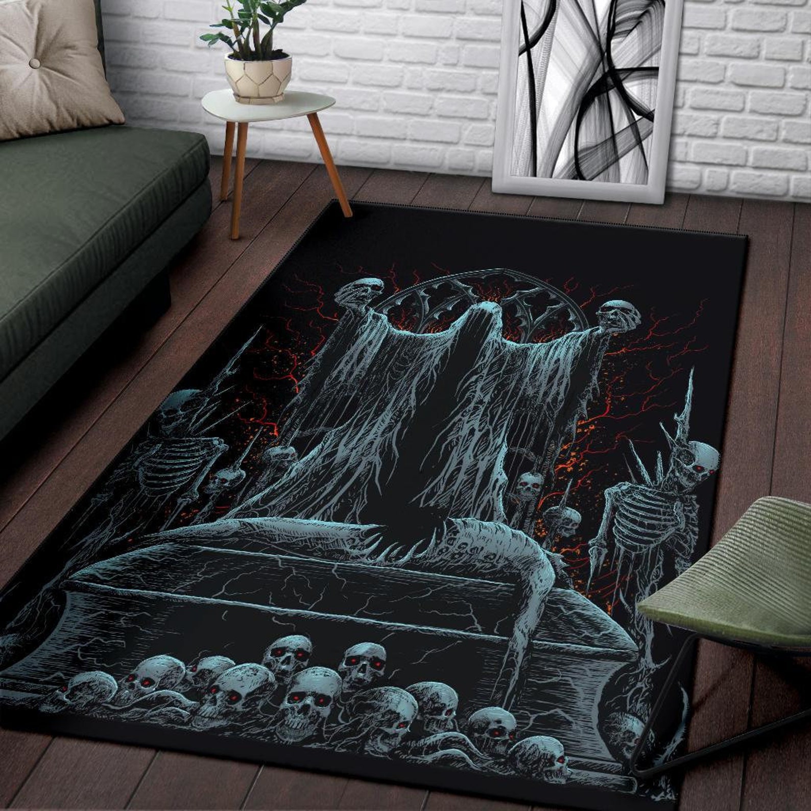 Skull Hooded Demon Impaled Coffin Shrine Area Rug Color - Etsy