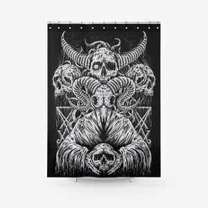 Schädel Dämon Satanische Ziege Strukturierte Stoff Duschvorhang-Satanische Badezimmer Dekor-Satanische Dekor-2 Größen gleichen Preis!