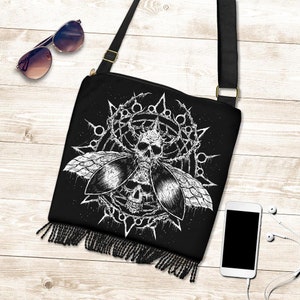 Skull Goth Fly Part 2 Boho Handbag Purse-Skull Goth Shoulder Bag Purse-