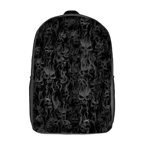 smoke skull  DZC Bag 17inch Travel Laptop Backpack-Skull School Backpack-Skull Backpack-
