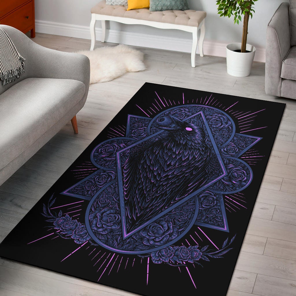 New! Goth Occult Crow Eye Part 2 Area Rug Blue Pink-occult Decor-skull ...