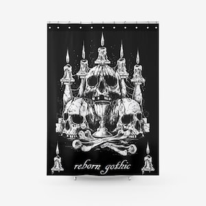 Schädel Satanic Goth Altar Struktur Stoff Duschvorhang-Gothic Badezimmer Dekor-Gothic Deko-