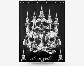 Teschio satanico gotico altare tessuto strutturato doccia tenda-gotico bagno decor-gotico decor- decorazione gotica-