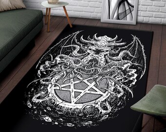 Dywan z odwróconym pentagramem i demoniczną ośmiornicą-Dywan z pentagramem-Dywan z czaszką-Dywan z czaszką i demoniczną pentagramem-Dywan z satanistycznym pentagramem-