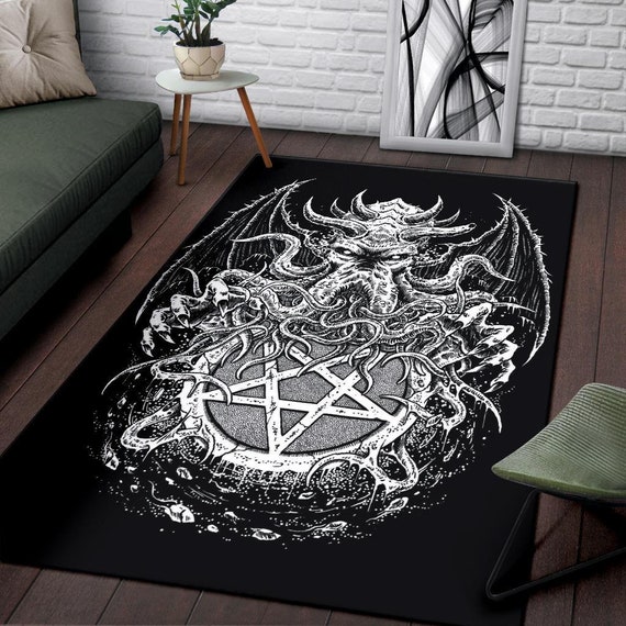 Satanic Baphomet Area Rug Carpet Gothic home decor Satan 666 rug