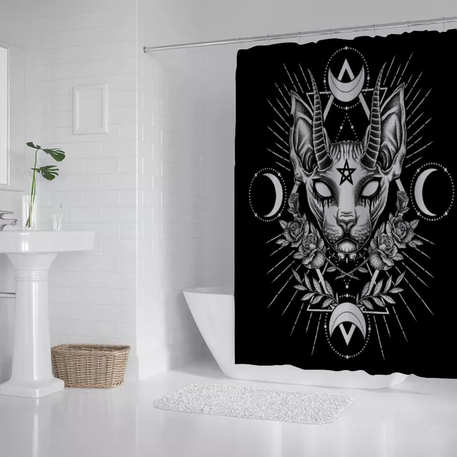 Gothic Occult Black Cat Unique Sphinx Style Awesome Demon White Eye ...