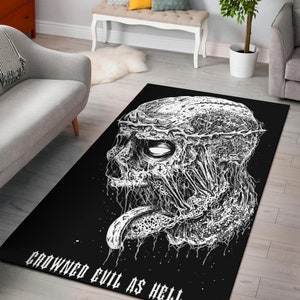 Skull Inverted Cross Zombie Crown Area Rug-skull Zombie Rug-inverted ...