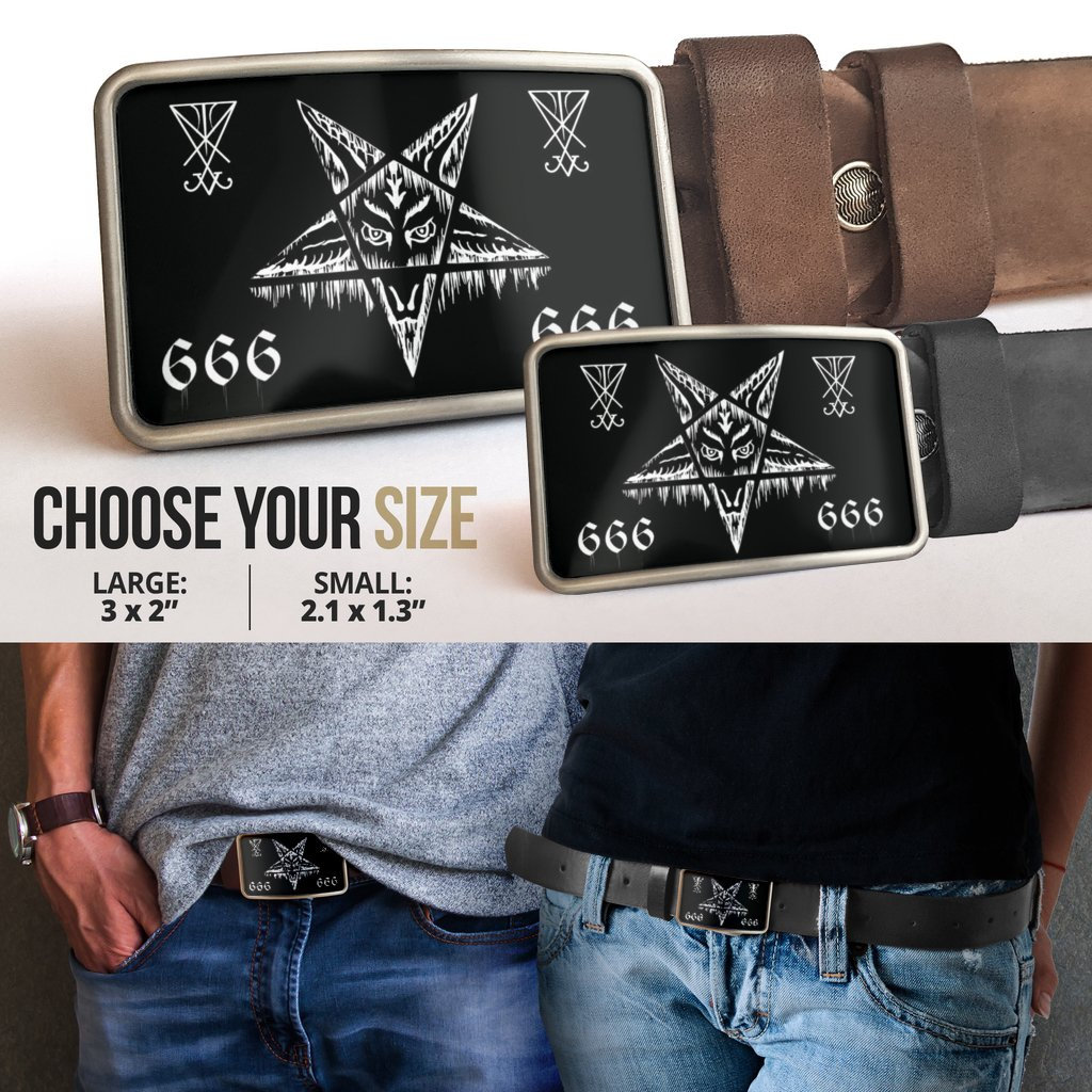 悪魔の溶ける五芒星 666 ルシファー ベルト バックル 2 サイズ 男性と