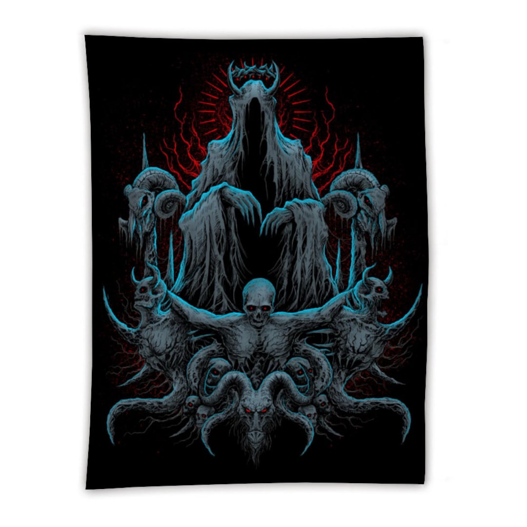 Skull Satanic Goat Demon Impaled and Crucified Tapestry 59 × 79'' Color ...