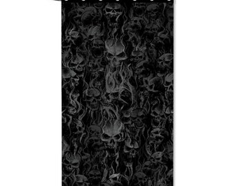 Smoke Skull Bachelor Size Shower Curtain 35.4" x 71" Dark Version-Skull Home Decor-Skull Shower Curtain-