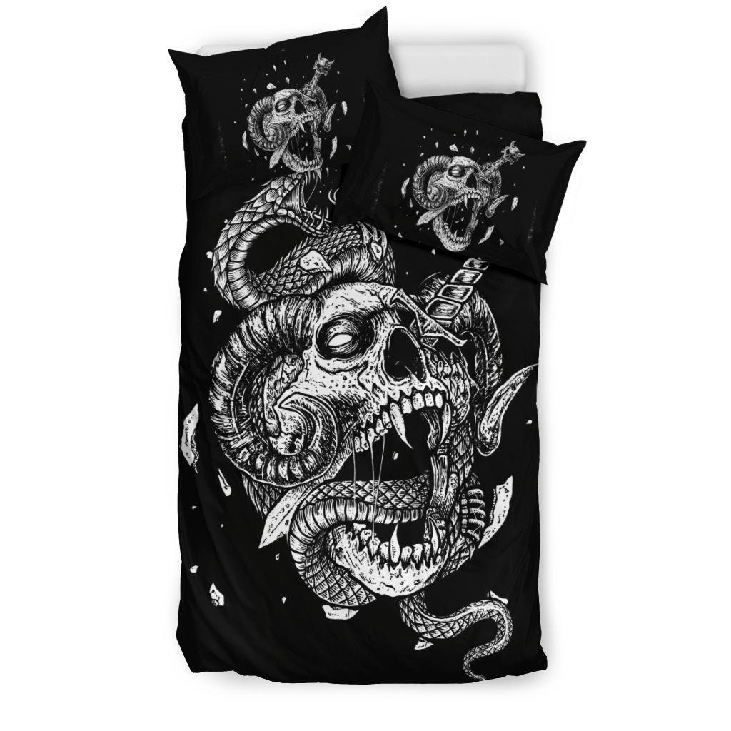 Discover Skull Serpent Exploding Dagger Demon 3 Piece Duvet Set-Skull Bedding-Goth Bedding-Skull Bed Cover-