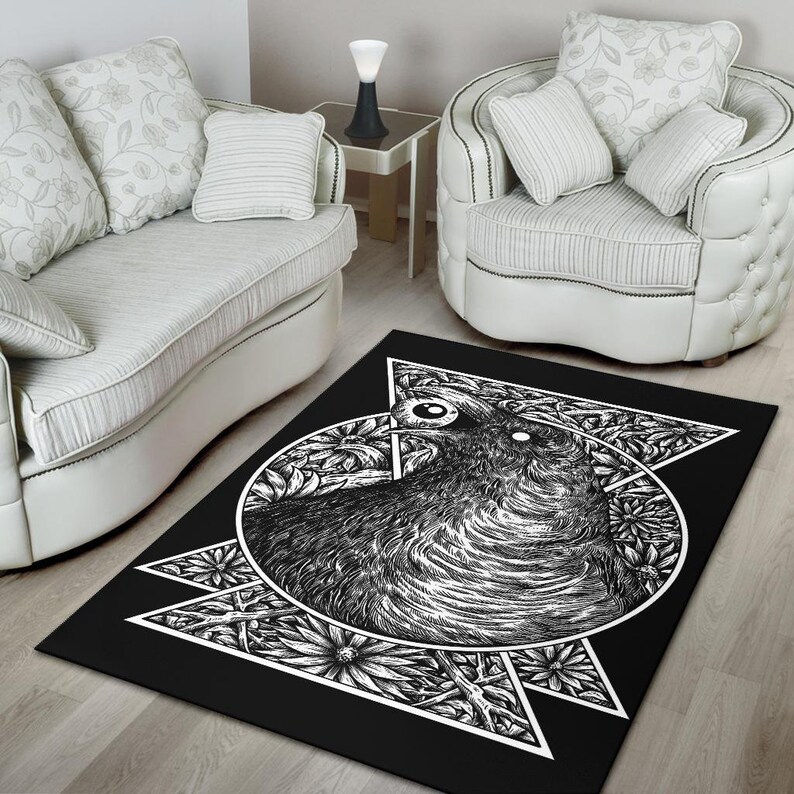 Gothic Crow Eye Area Rug Black and White Version-gothic Crow - Etsy