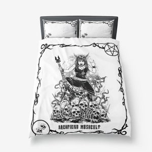 Heavy Metal Skull Guitar Duvet-Death Metal Skull Pentagram Manta-Pentagram invertido Skull Bedding-Devil Girl Skull Pentagram Guitar Dunet-