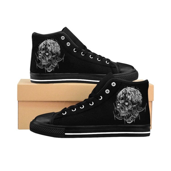 Skull Zombie Pentagram Cyclops Men's High-top Sneakers-Skull Zombie Shoes-Pentagram High Tops-Skull High Tops-Thrash Metal Skull High Tops-