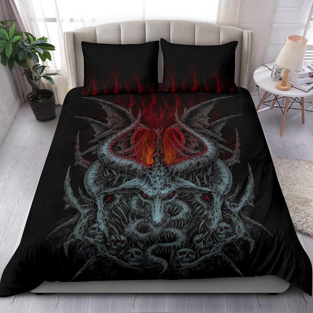 Discover Skull Satanic Goat Winged Demon Flame Bedding Set