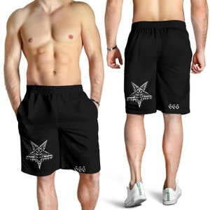 Satanic Pentagram Drip 666 Men&#39;s Shorts-Satanic Clothing IMPORTANT-Look At Material And Chart may need A Size Bigger Than Normal-