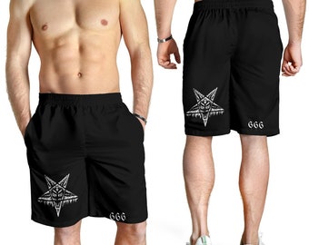 Satanic Pentagram Drip 666 herenshorts-Satanische kleding BELANGRIJK-Kijk naar materiaal en grafiek heeft mogelijk een maat groter dan normaal nodig-