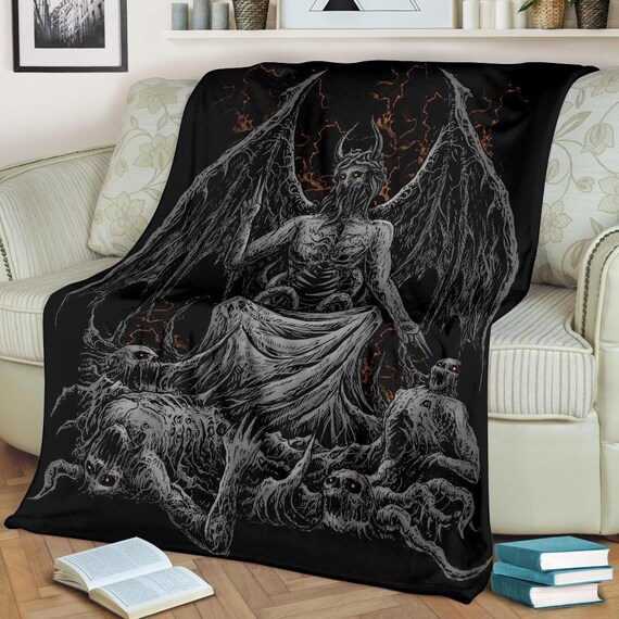 Skull Satanic Bat Wing Demon God Blanket Dark Version satanic