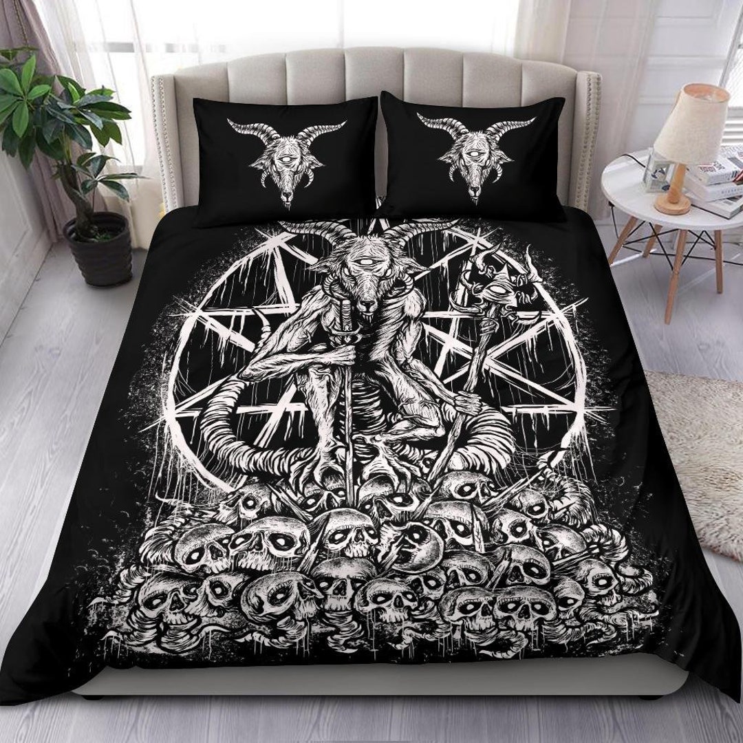 Satanic Cyclops Goat Skull 3 Piece Duvet Set-satanic Goat Bed - Etsy