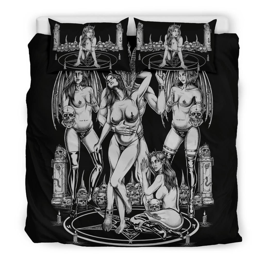 Discover Skull Baphomet Erotic Revel In More Freedom And Realize It Throne Bedding Set