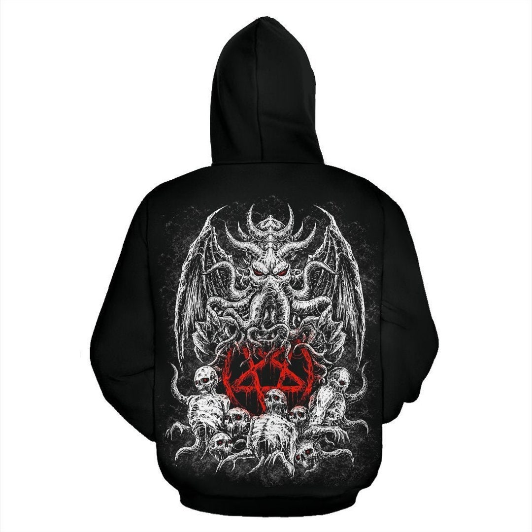 Skull Satanic Pentagram Demon Octopus Hoodie be Advised These