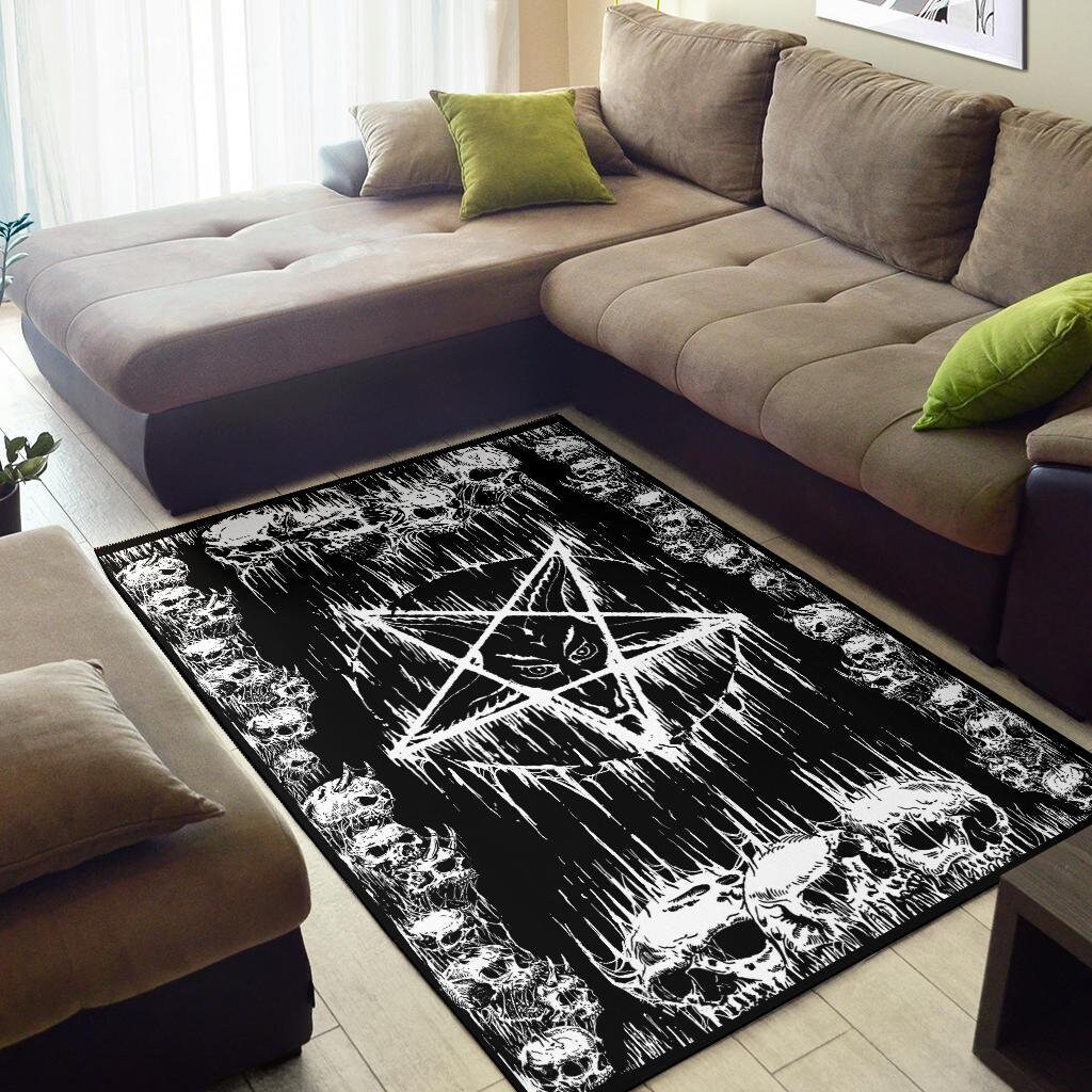 Satanic Area Rug Satanic Skull Melting Inverted Pentagram Area Rug-satanic | Etsy