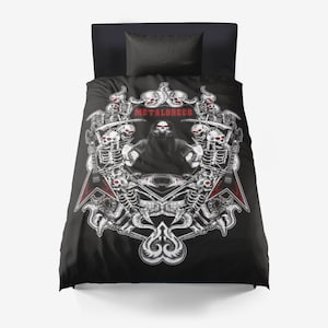 Heavy Metal Room Decor-Skull Guitar 3 Piece Bet Set-Heavy Metal Wall Decor-Heavy Metal Music Decor-Skull Guitar Room Decor-