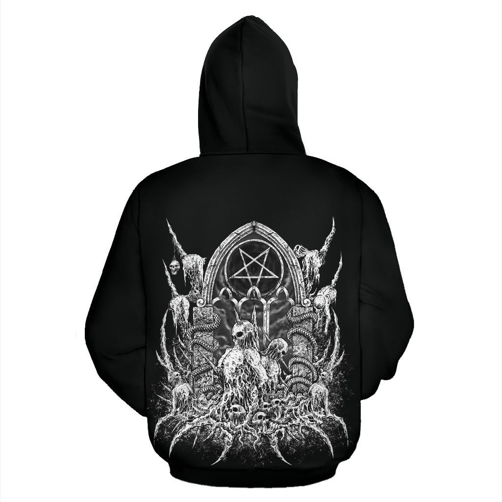 Skull Satanic Goat Satanic Pentagram Shrine Hoodie  Be Advised These Hoodies Are A Polyester blend Material Different Than A Normal Hoodie-