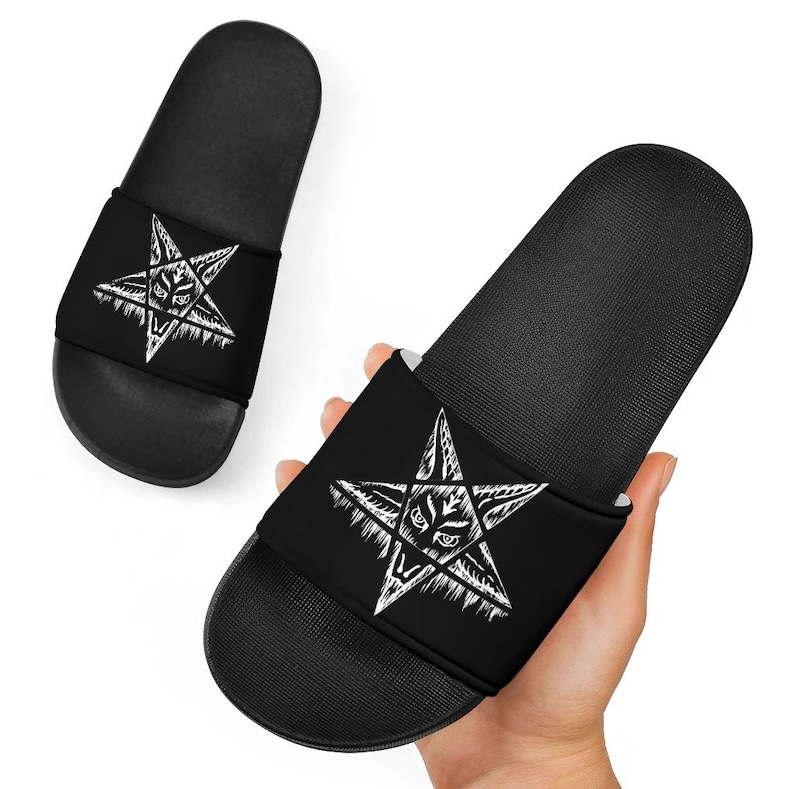 Satanic Pentagram Slippers-Satanic Shoes-Satanic Gifts | Etsy