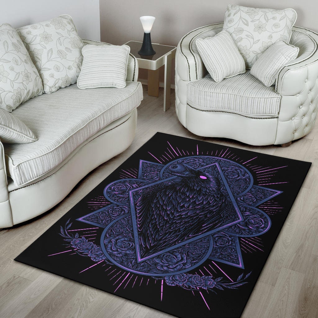 New! Goth Occult Crow Eye Part 2 Area Rug Blue Pink-occult Decor-skull ...