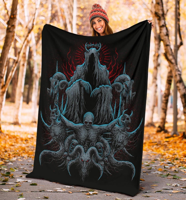 Skull Satanic Goat Demon Impaled and Crucified Blanket Color Version ...