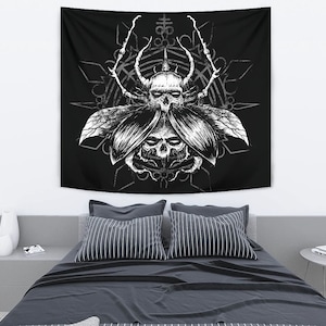 Skull Gothic Satanic Fly Large Wall Tapestry-Skull Wall Decor-Goth Satanic Wall Decor-Gothic Decor-