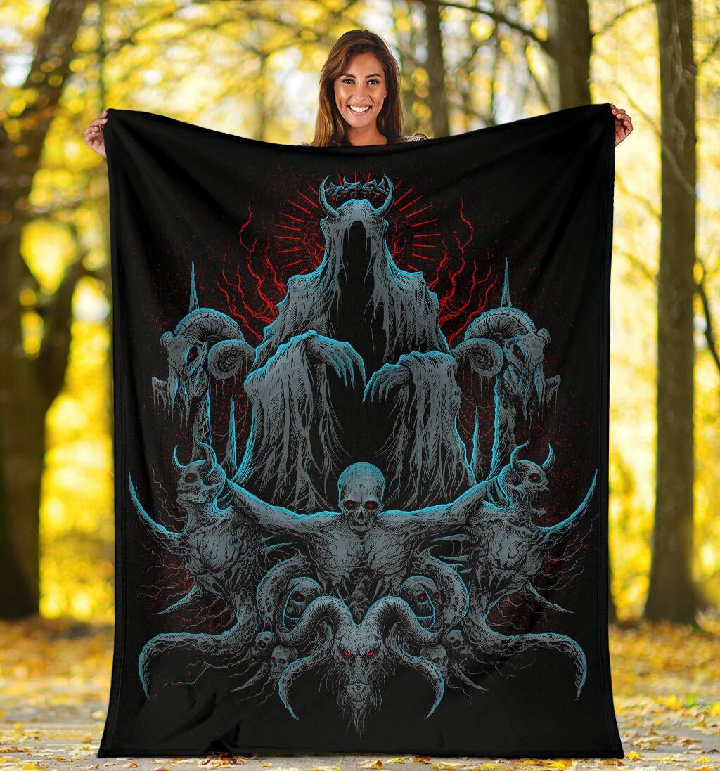 Skull Satanic Goat Demon Impaled and Crucified Blanket Color Version ...