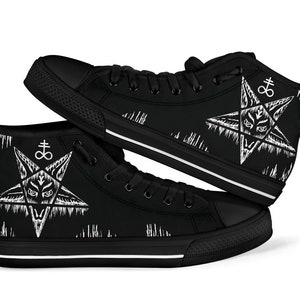 Satanic Pentagram Drip High Tops 2nd Version Large Print-Satanic Goth High Tops-Satanic Pentagram-