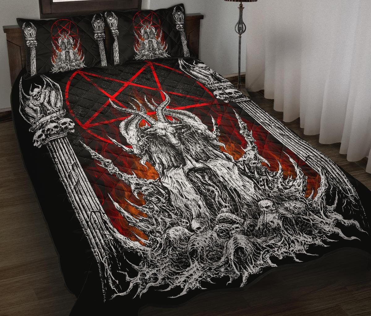 Skull Satanic Goat Zombie Crow Feast Large Wall Tapestry-satanic Goth  Occult Wall Decor 