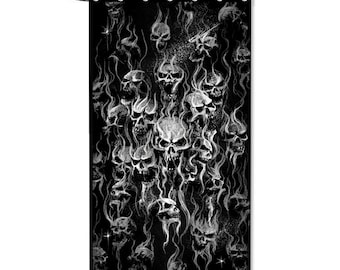 Smoke Skull Bachelor Size Shower Curtain 35.4" x 71" Black And White-Skull Shower Curtain-Skull Bathroom Decorations-