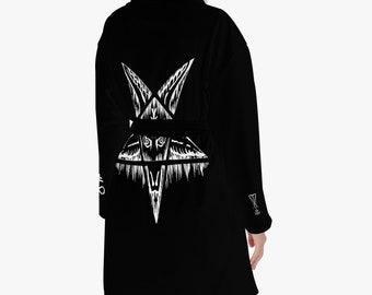 Satanic Pentagram Drip Women's Loose-fitting Bathrobe Lucifer Version-Pentagram Robe-be advised robes are semi thick sexy see through style