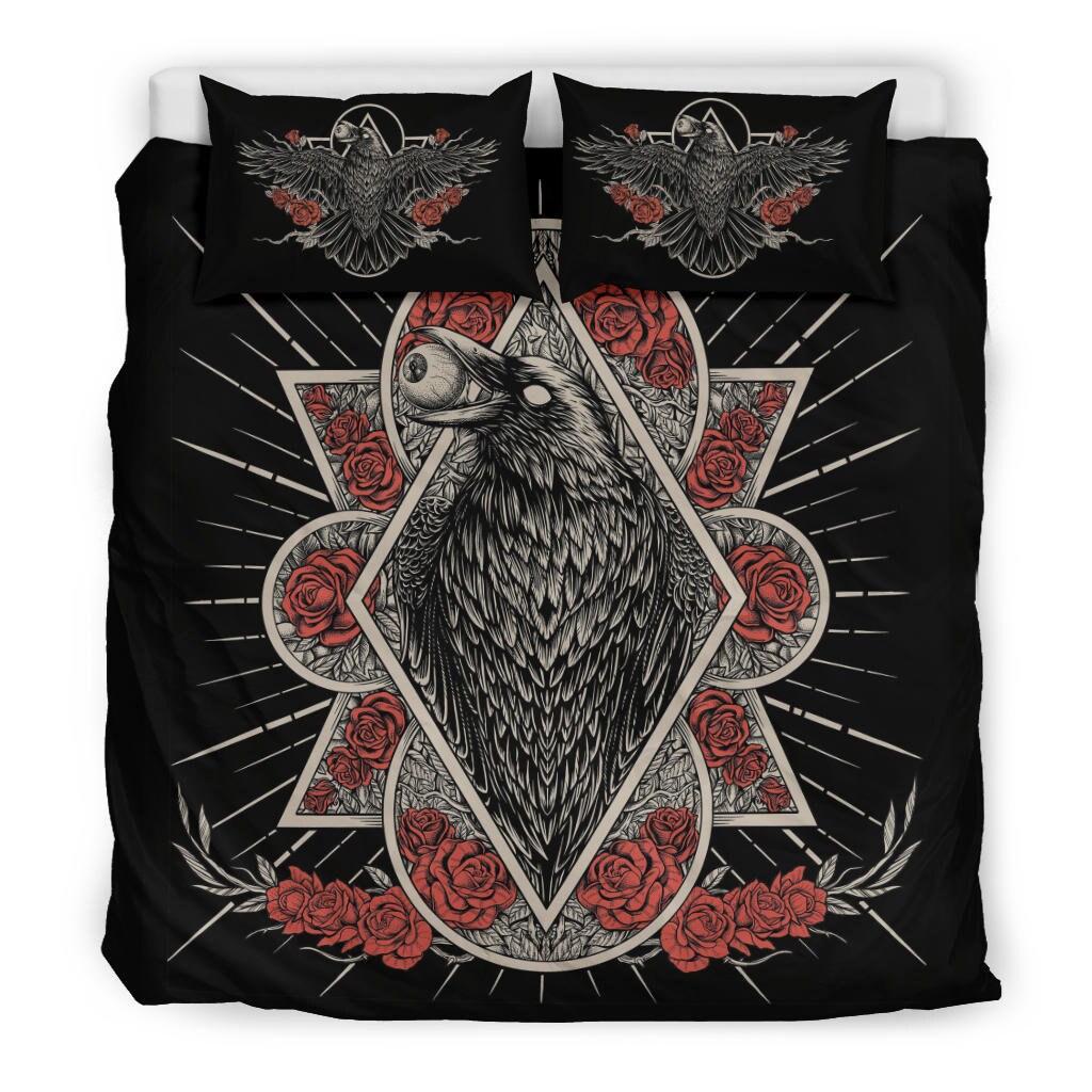 Discover N€W! Goth Occult Crow Eye Part Bedding Set