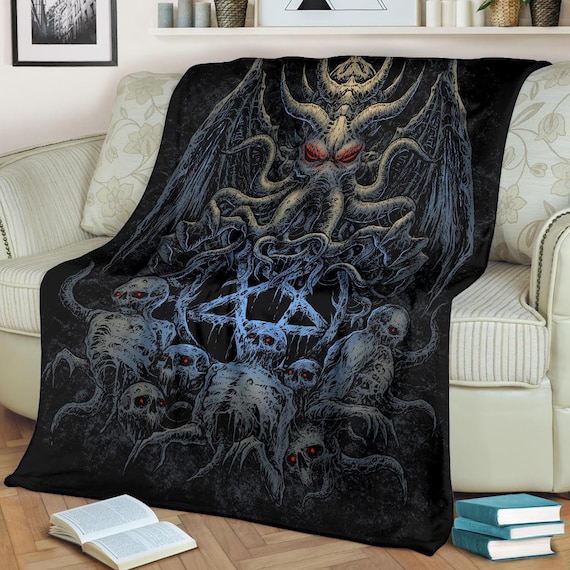 Pentagram, Satanic Sherpa Fleece Throw Blanket, Occult & Gothic