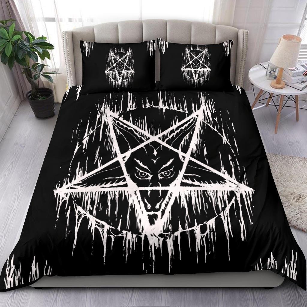 Satanic Room Satanic Melting Pentagram Oversized Version 3 Piece Duvet Set-satanic ...