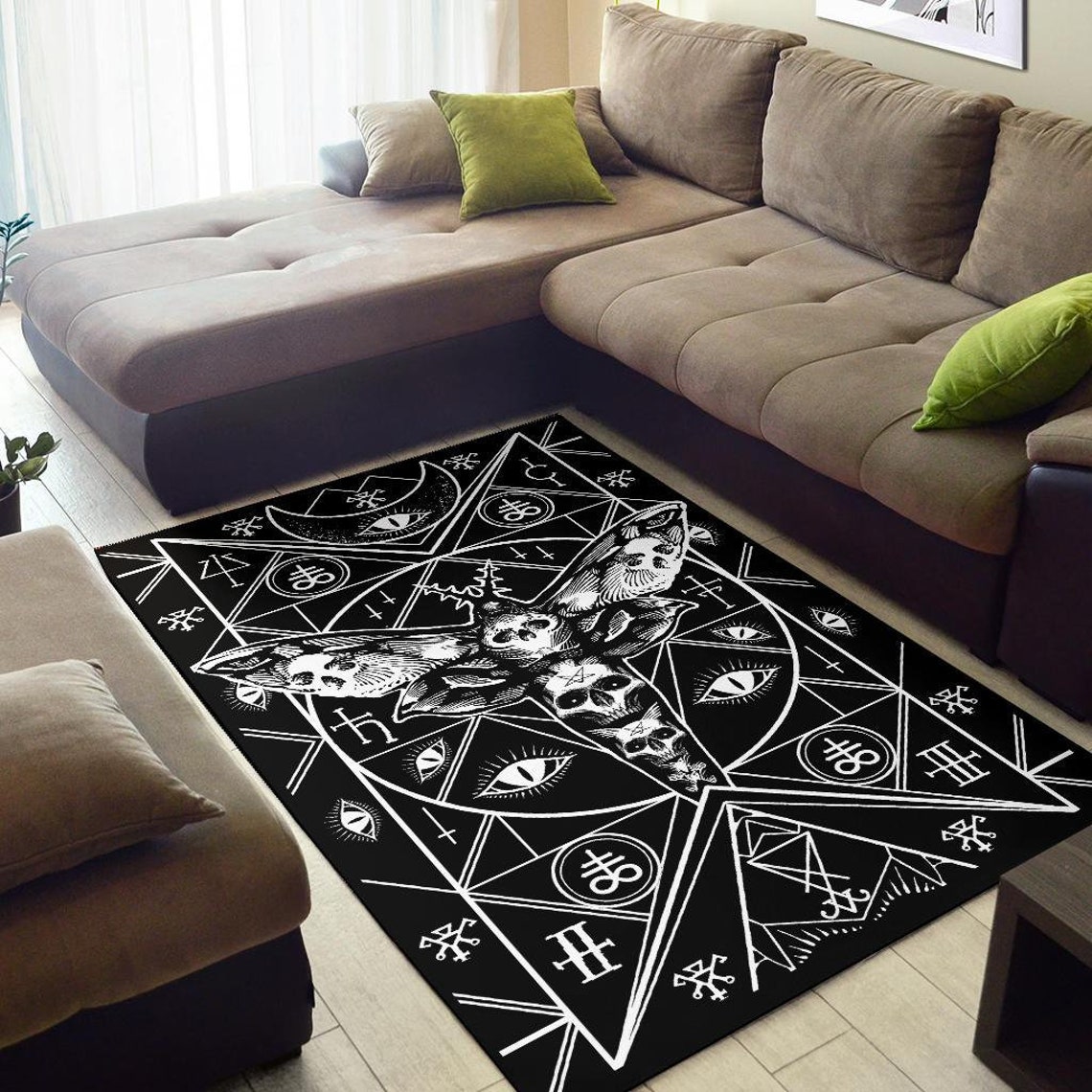 Skull Occult Moth Leviathan Bizarre Area Rug-occult Decor-skull Rug ...